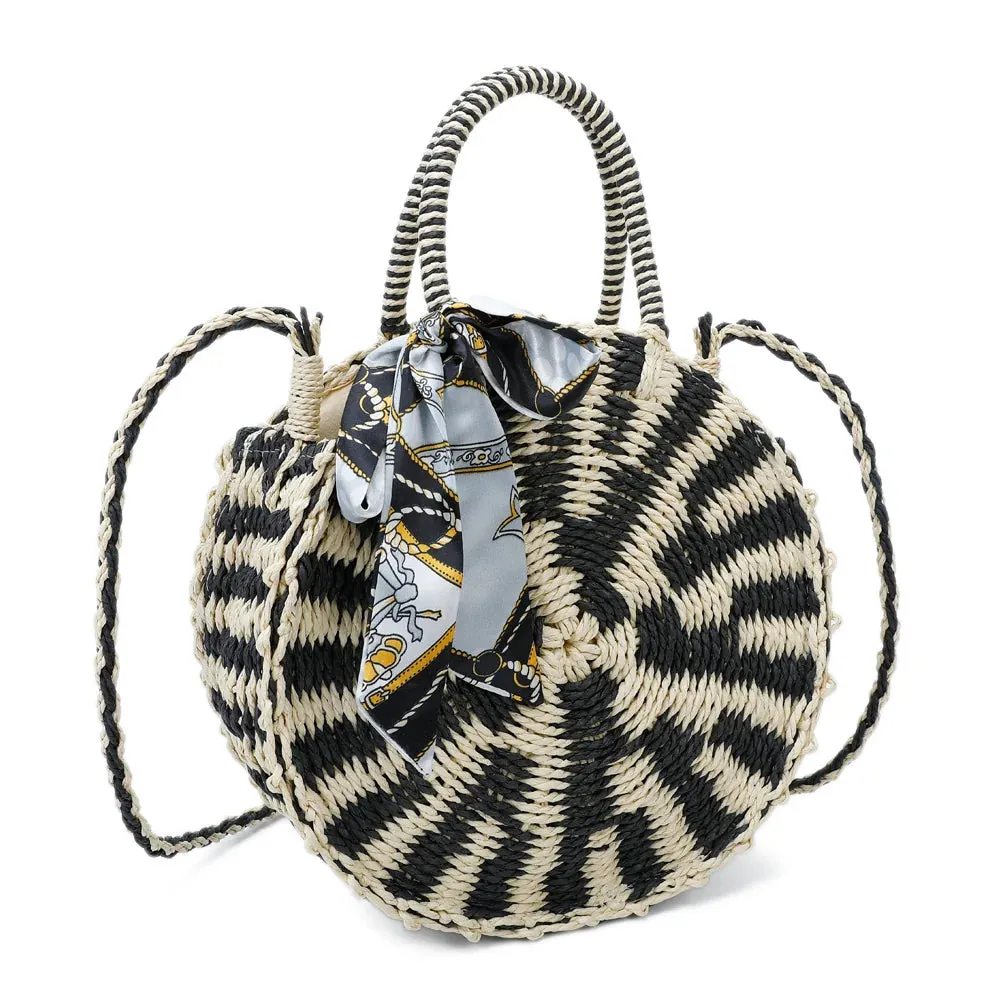 Gallantry Paris Zéphyr sac rond noir/beige tressé