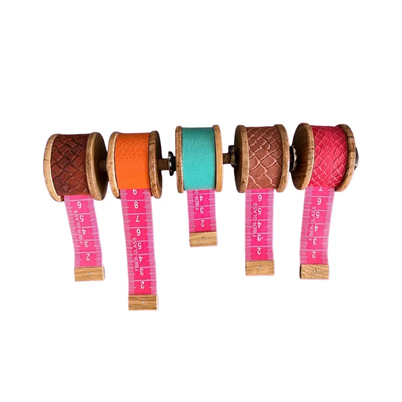 Hexagone Cuir Mètre Ruban cuir bois orange 4,5 cm