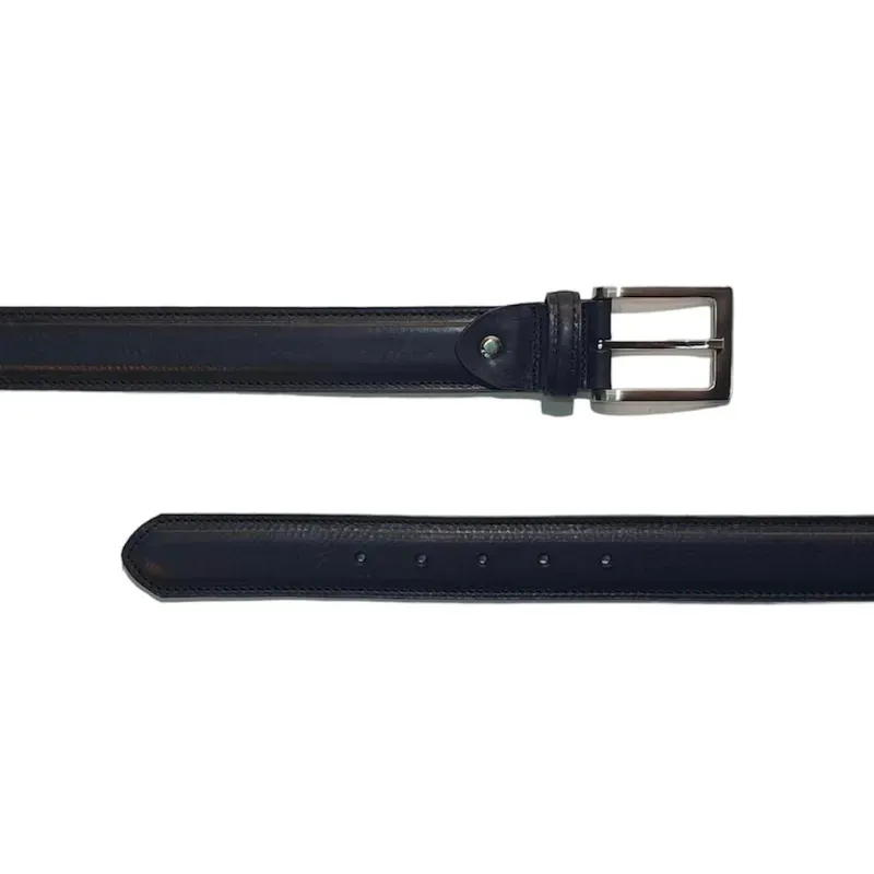 Hexagone Cuir Henri ceinture cuir noir 3,5 cm