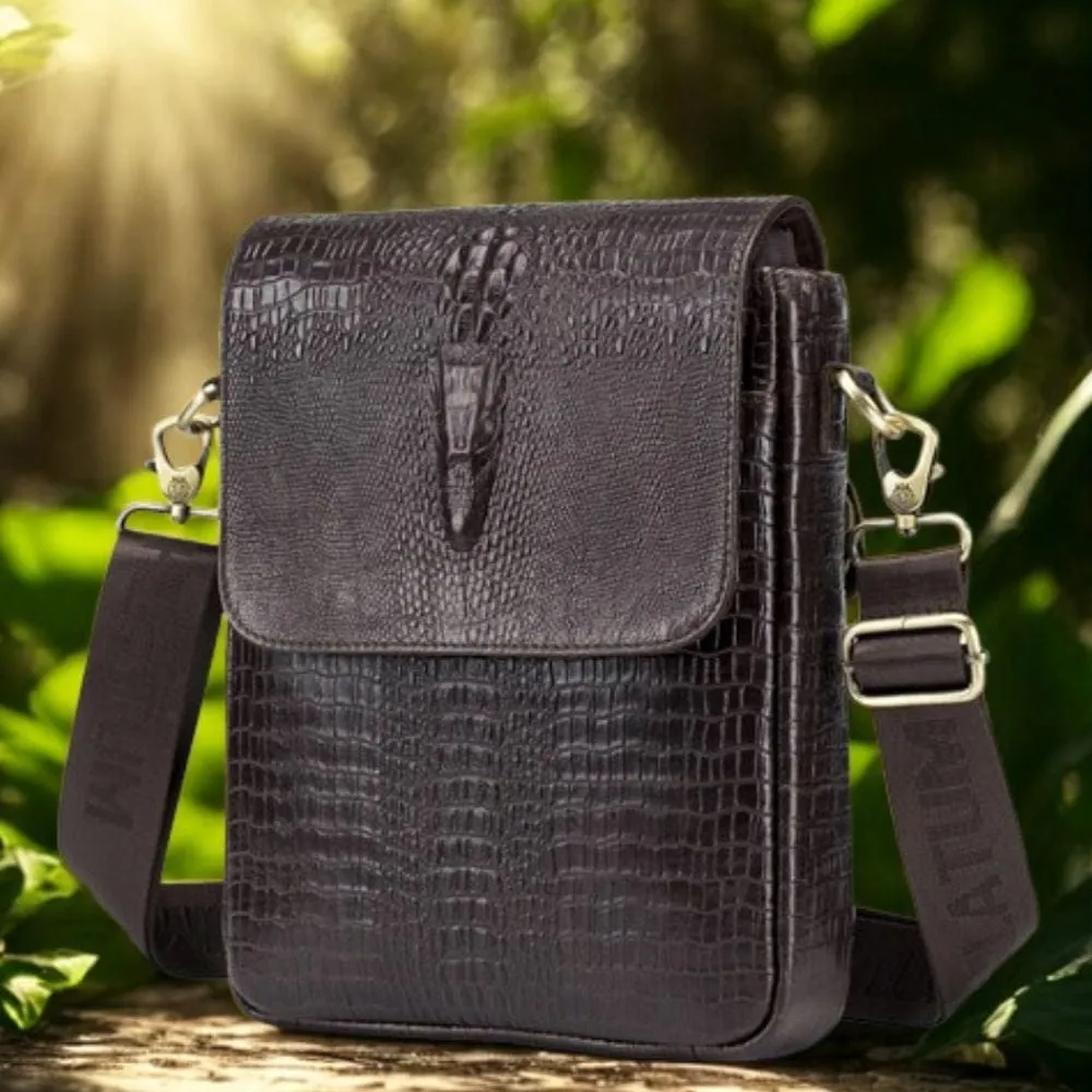Maison Sacoches Argo Sacoche Homme Noir Cuir Croco