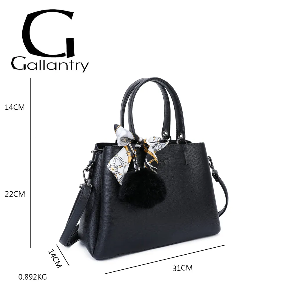 Gallantry Coquette sac à main noir à pompon foulard