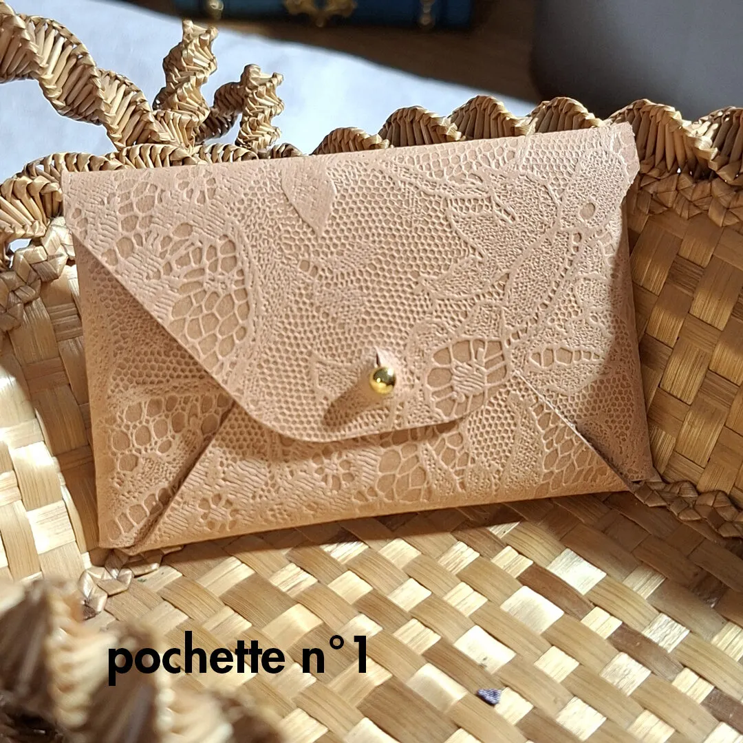 Atelier Anne R pochette enveloppe cuir bouton col 10x6,5 cm