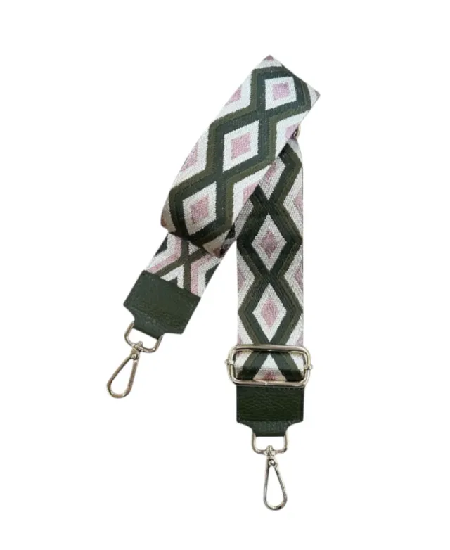 Hexagone Cuir Anse Losange anse sac Kaki Rosé Doré nylon
