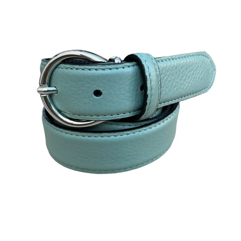 Hexagone Cuir Grainée ceinture cuir Noir 90 cm