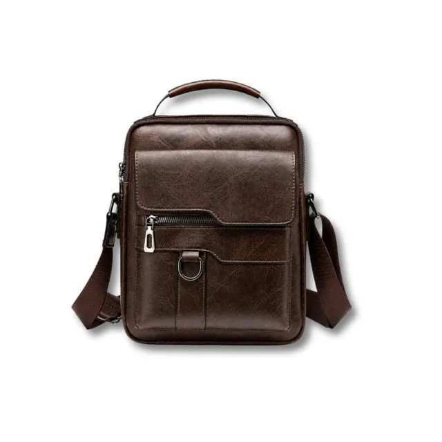 Maison Sacoches Norvik petite sacoche cuir marron zippée