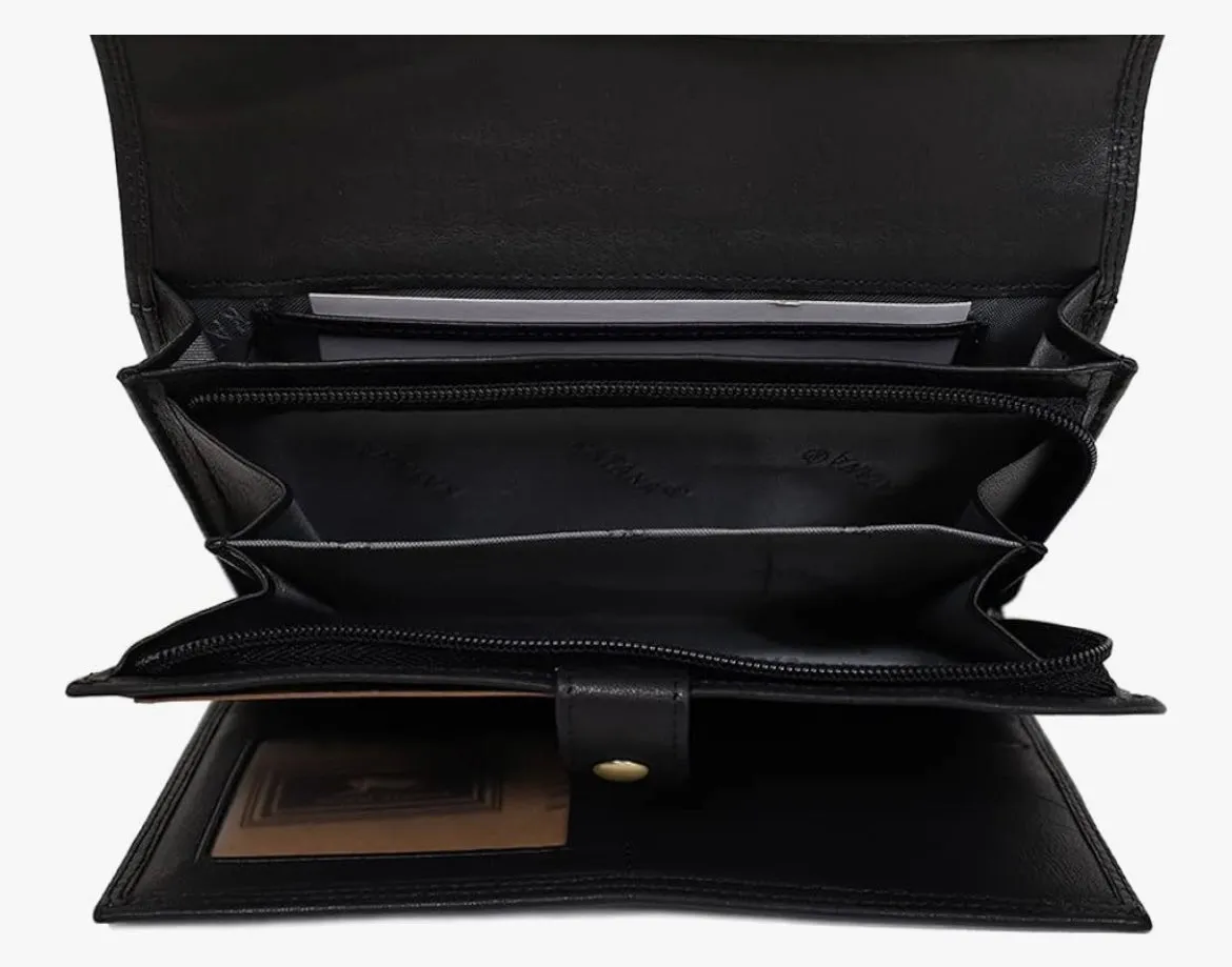 Hexagone Cuir Compagnon portefeuille cuir noir anti-RFID