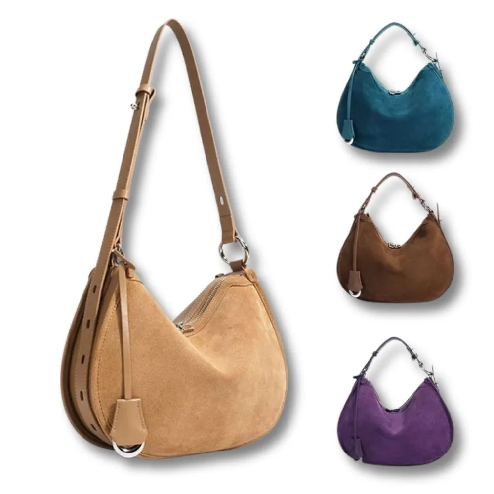 Maison Sacoches Solange sac demi-lune daim