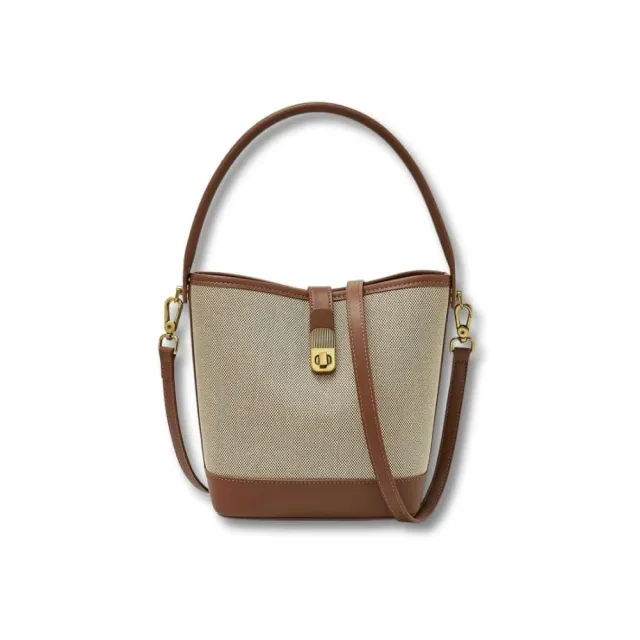 Maison Sacoches Alix sac seau bandoulière coton brun
