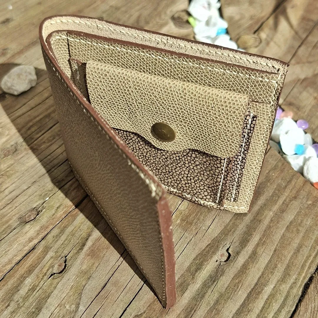 Atelier Anne R portefeuille cuir veau Epsom cousu main galuchat