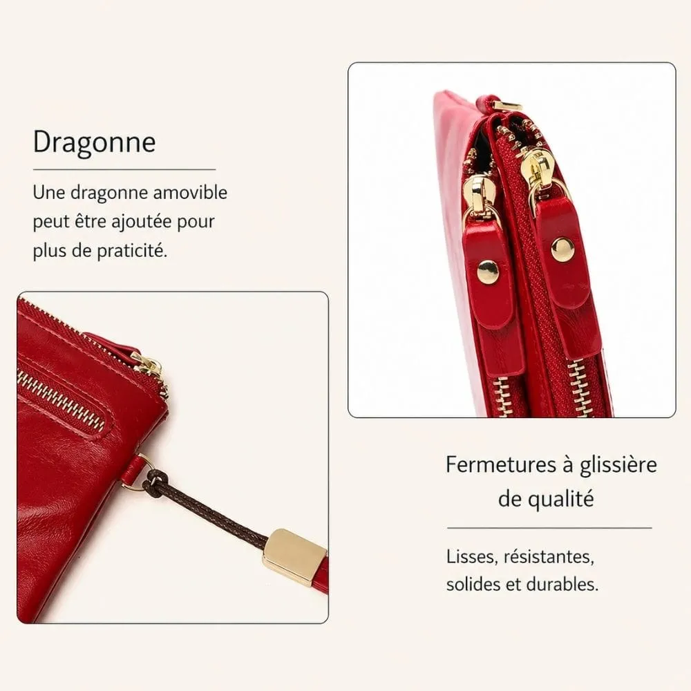 Maison Sacoches Auréa Grande Pochette Femme Rouge cuir