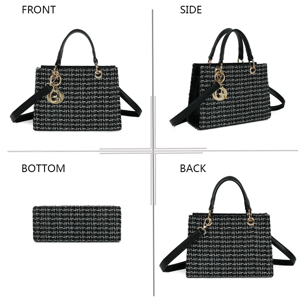 Gallantry Élia sac à main tweed noir 25 cm bandoulière