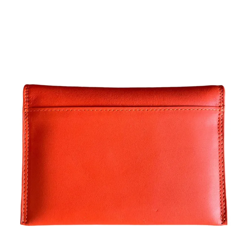 Hexagone Cuir Enveloppe pochette cuir orange