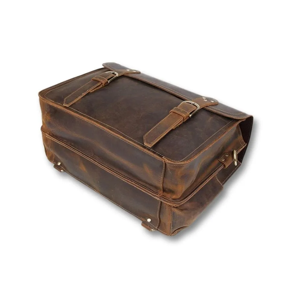 Maison Sacoches Wynor cartable homme cuir marron 15 pouces