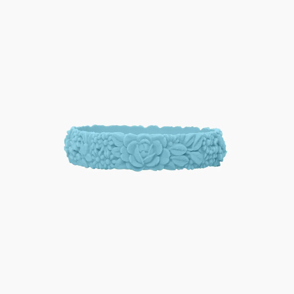 O bag Flower Slim bracelet turquoise silicone M