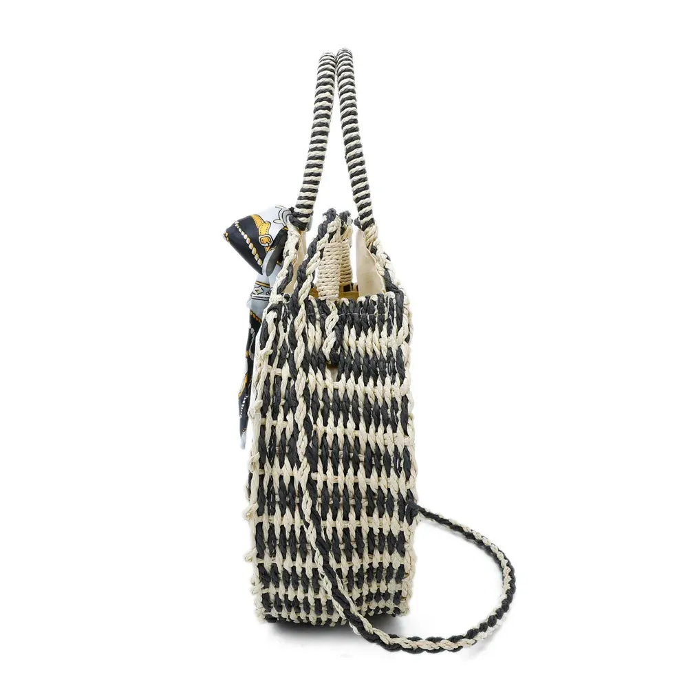 Gallantry Paris Zéphyr sac rond noir/beige tressé