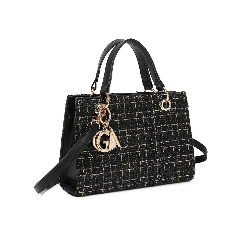 Gallantry Élia sac à main tweed noir 25 cm bandoulière