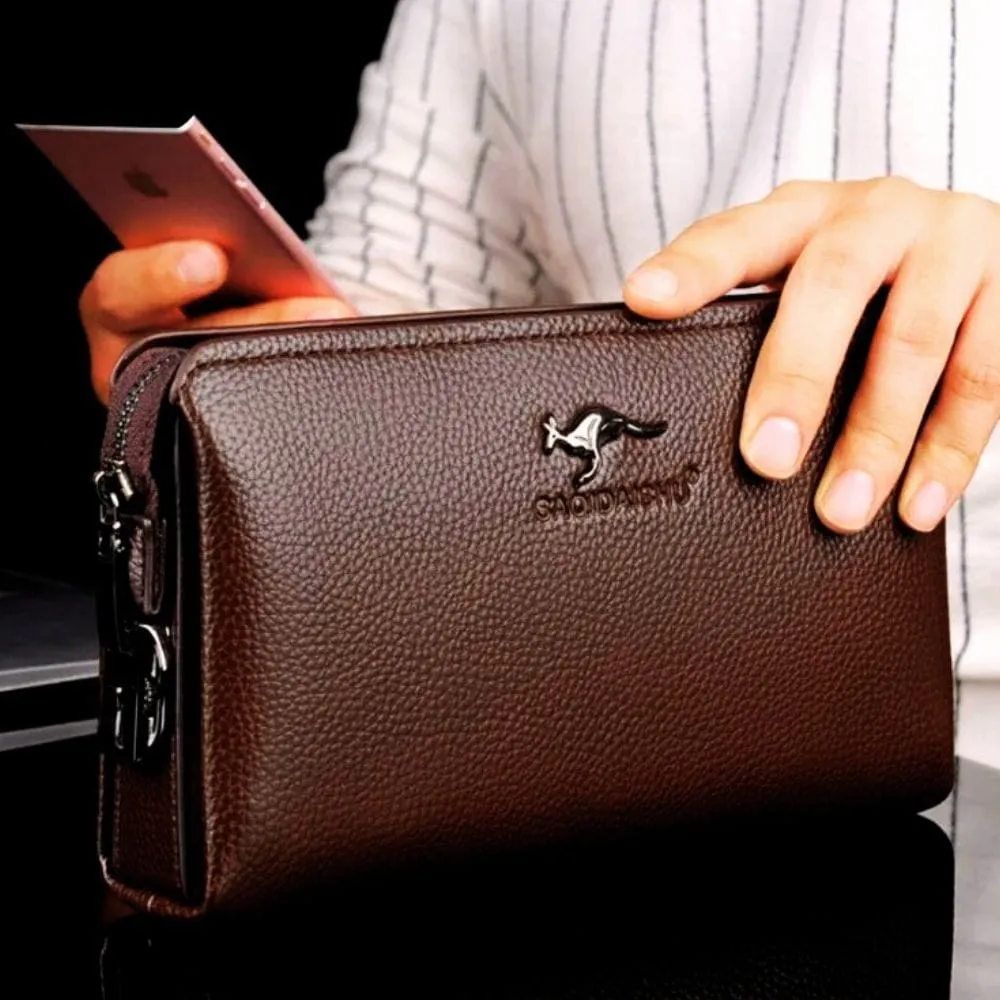 Maison Sacoches Vasco Pochette cuir marron 25 cm