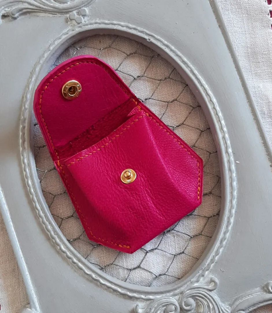 Atelier Anne R Faustine porte-monnaie cuir fuchsia 9 cm