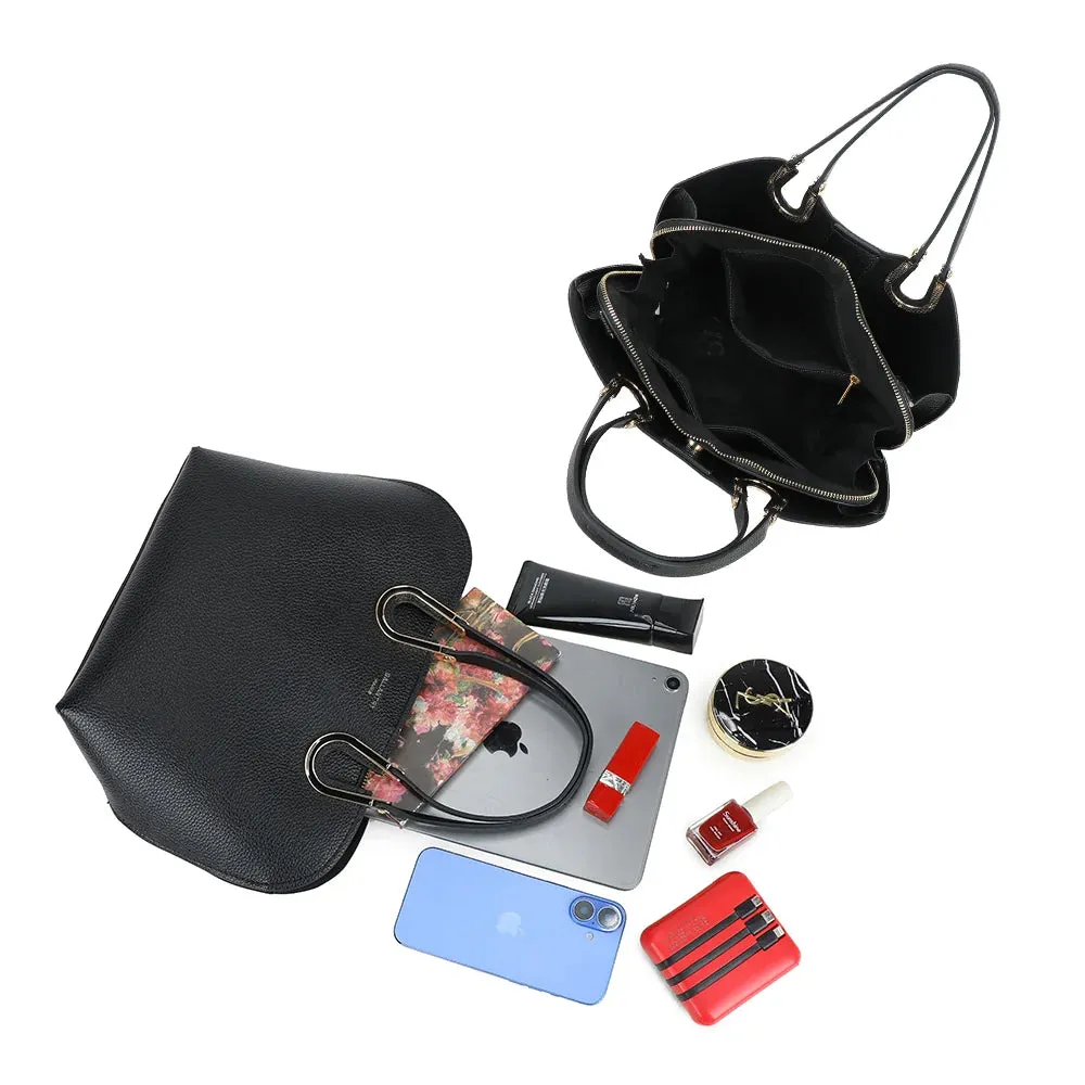 Gallantry Élora sac à main noir simili cuir grainé