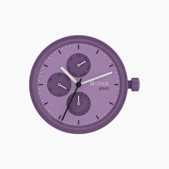 O bag O Clock Great mécanisme Date Soleil violet montre