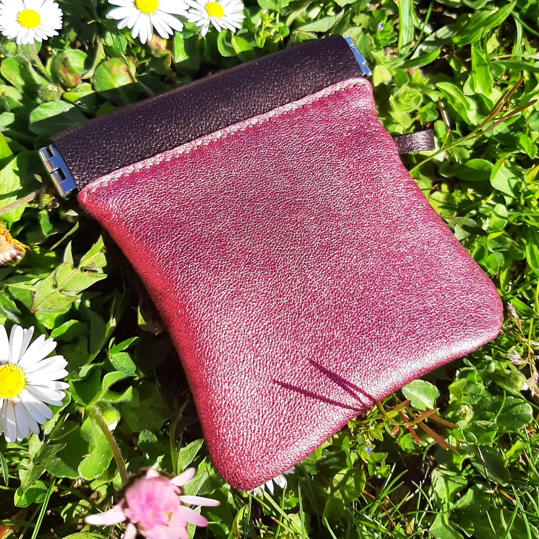 Atelier Anne R Clac Clac porte-monnaie cuir rose chocolat