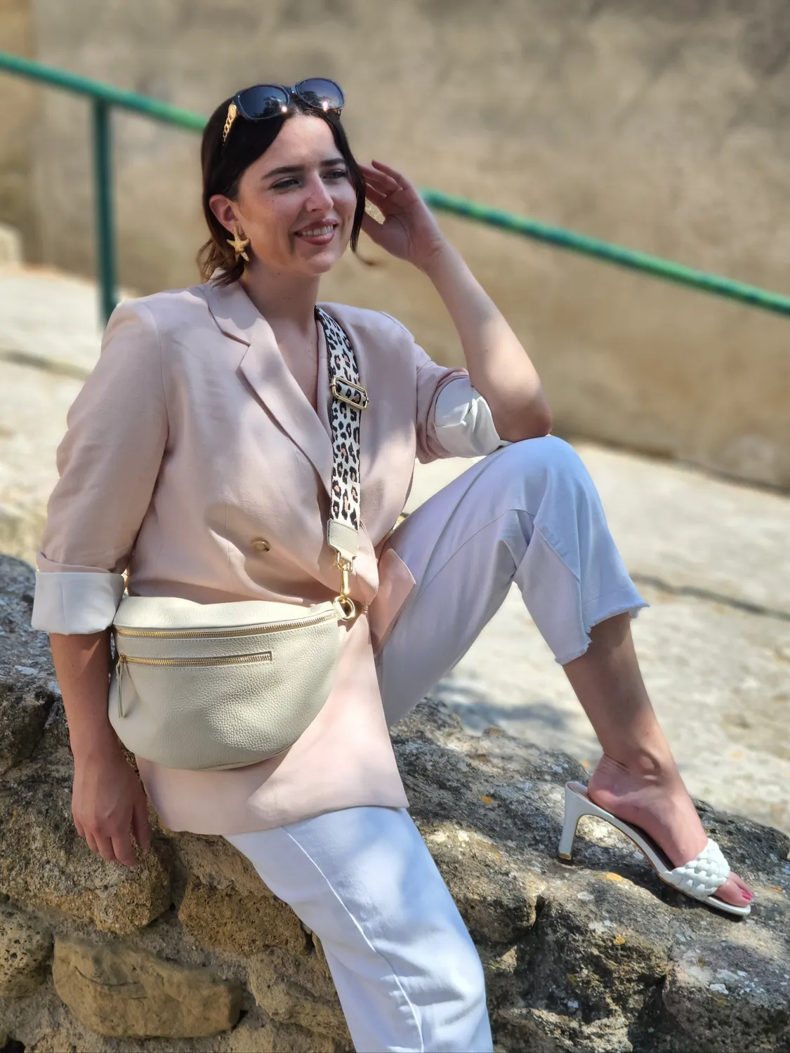 Hexagone Cuir Grande Banane sac banane 3 zips