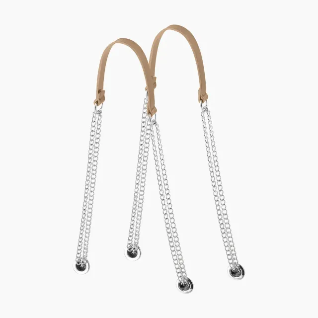 O bag poignée double chaîne T sable tissu