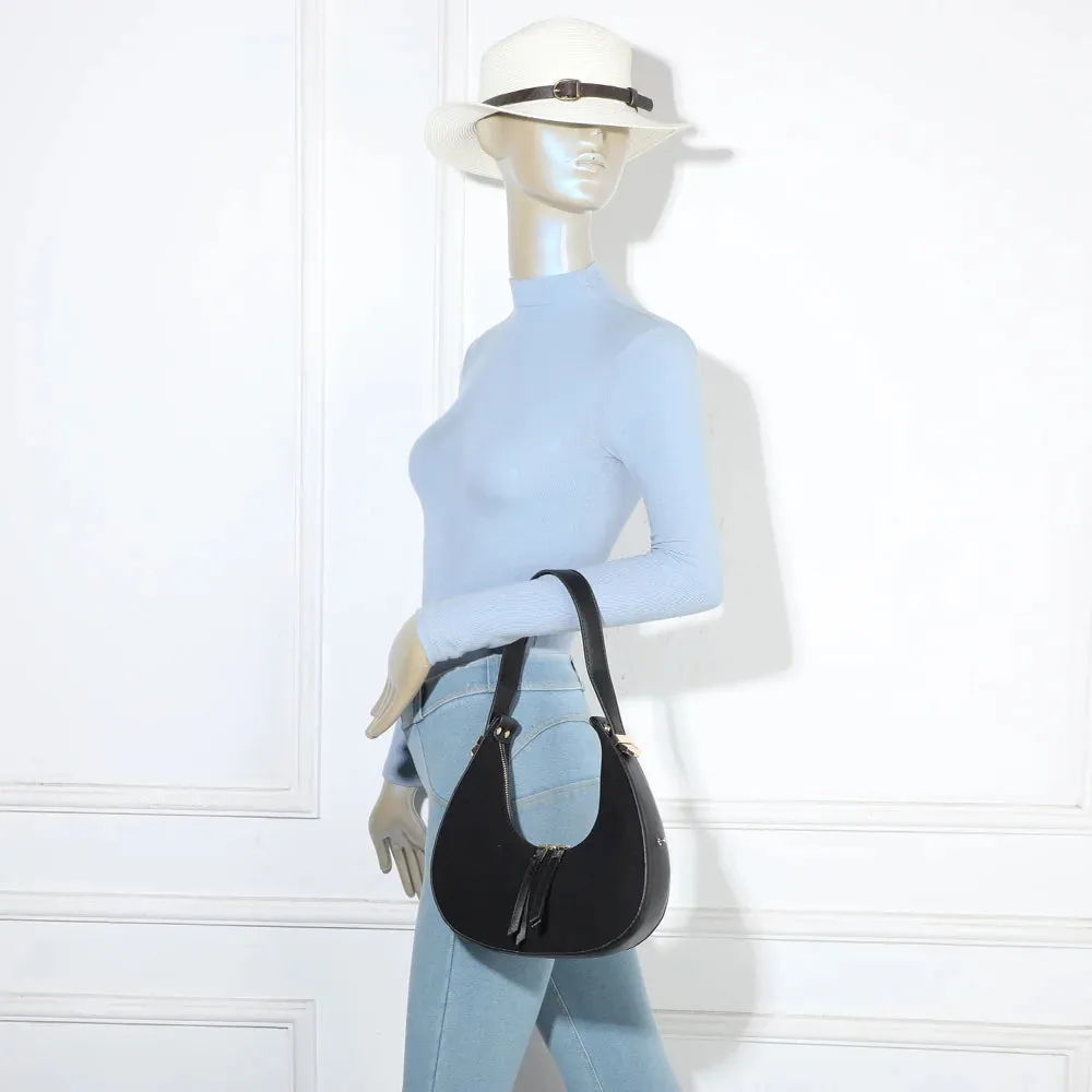 Gallantry Paris Luméra sac demi-lune noir suédine