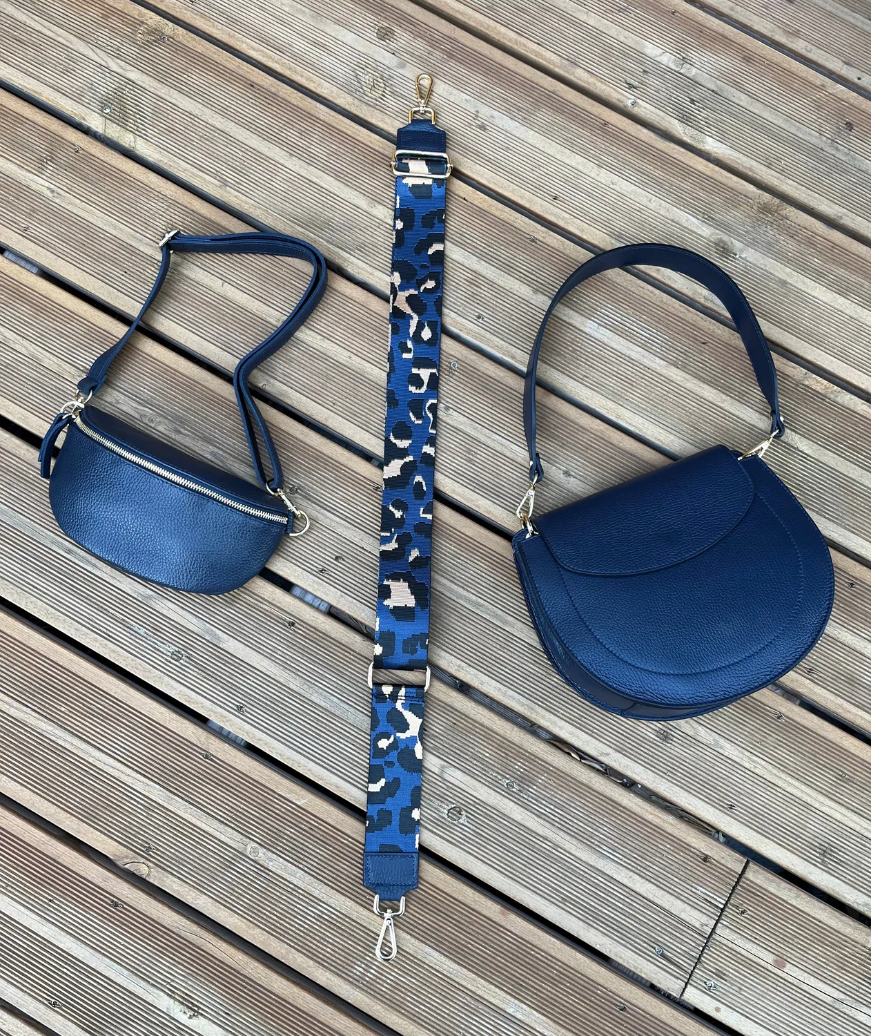 Hexagone Cuir Anse Léopard anse sac blanc doré