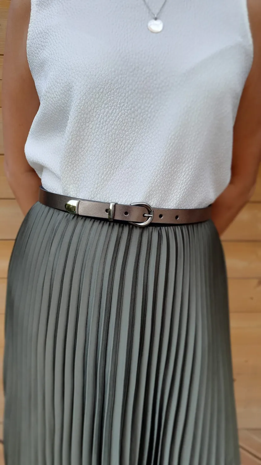Hexagone Cuir Mini Picky ceinture femme fine cuir canon fusil