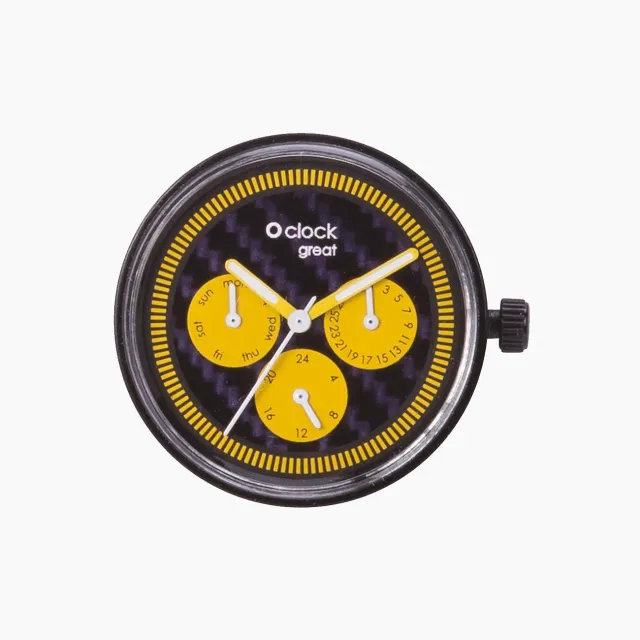 O bag O Clock Great montre carbon yellow lumineuse