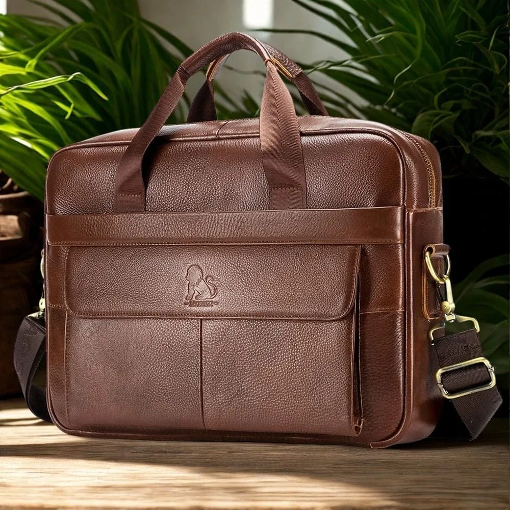 Maison Sacoches Faren sacoche ordinateur cuir marron