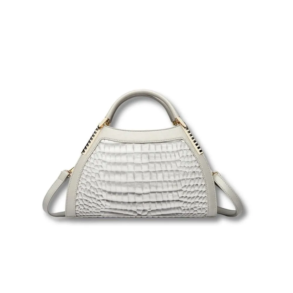 Maison Sacoches Alba sac à main luxe noir croco brillant