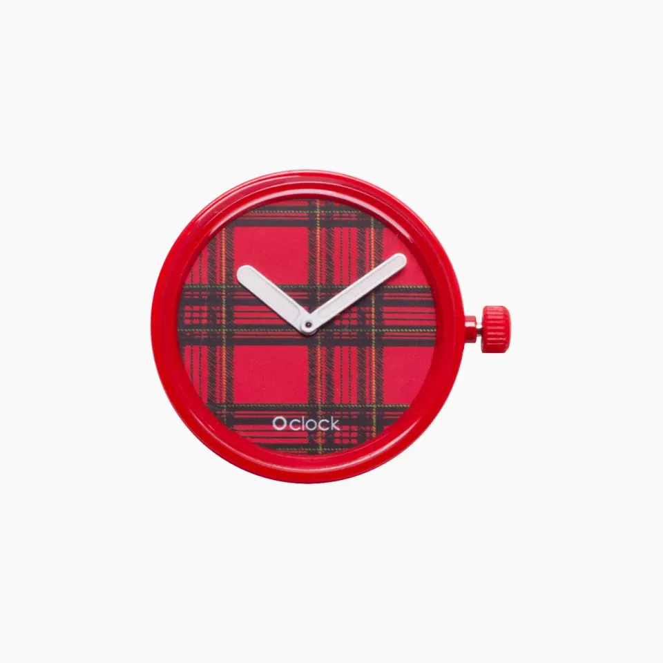 O bag O Clock mécanisme montre Tartan Rouge quartz