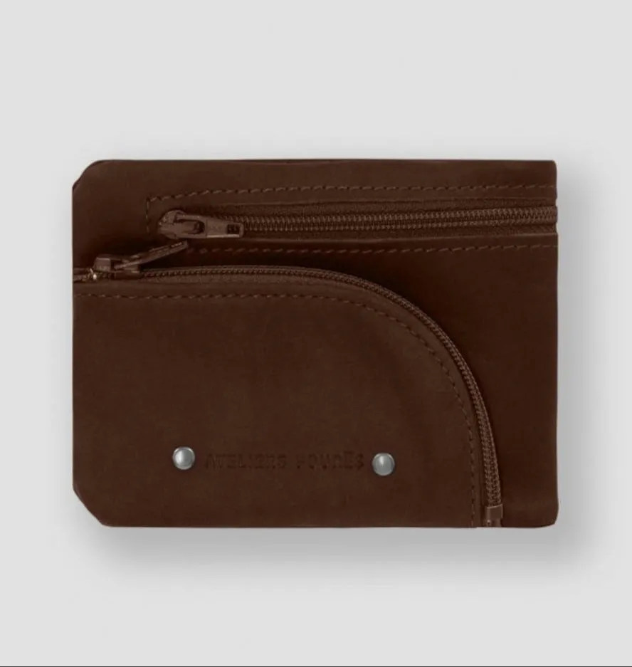 Hexagone Cuir Baroudeur portefeuille cuir noir zippé