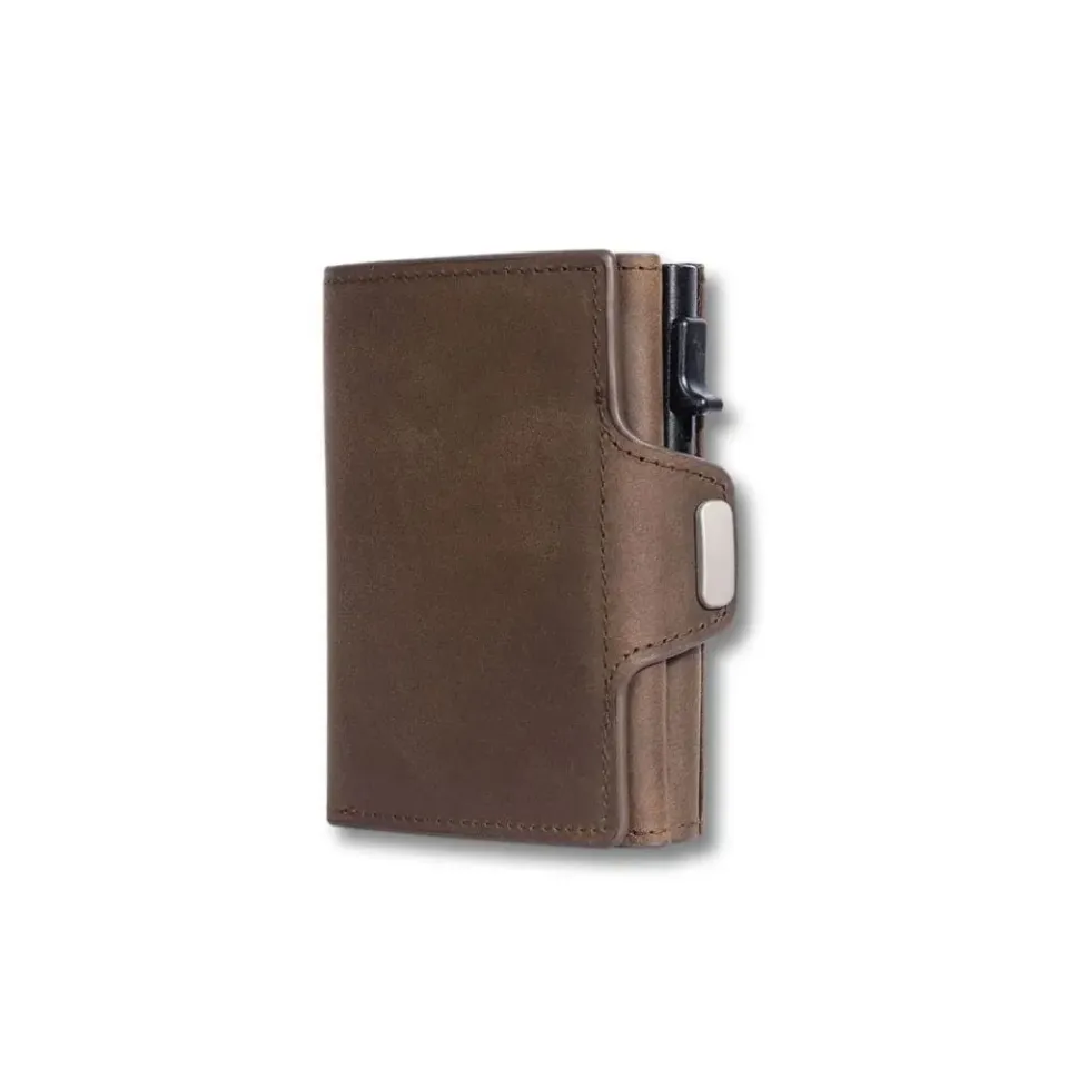 Maison Sacoches Sely étui cartes cuir brun anti-RFID