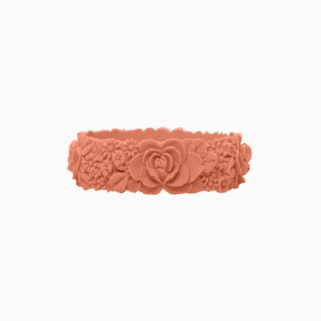 O bag Flower Big bracelet saumon silicone 3D