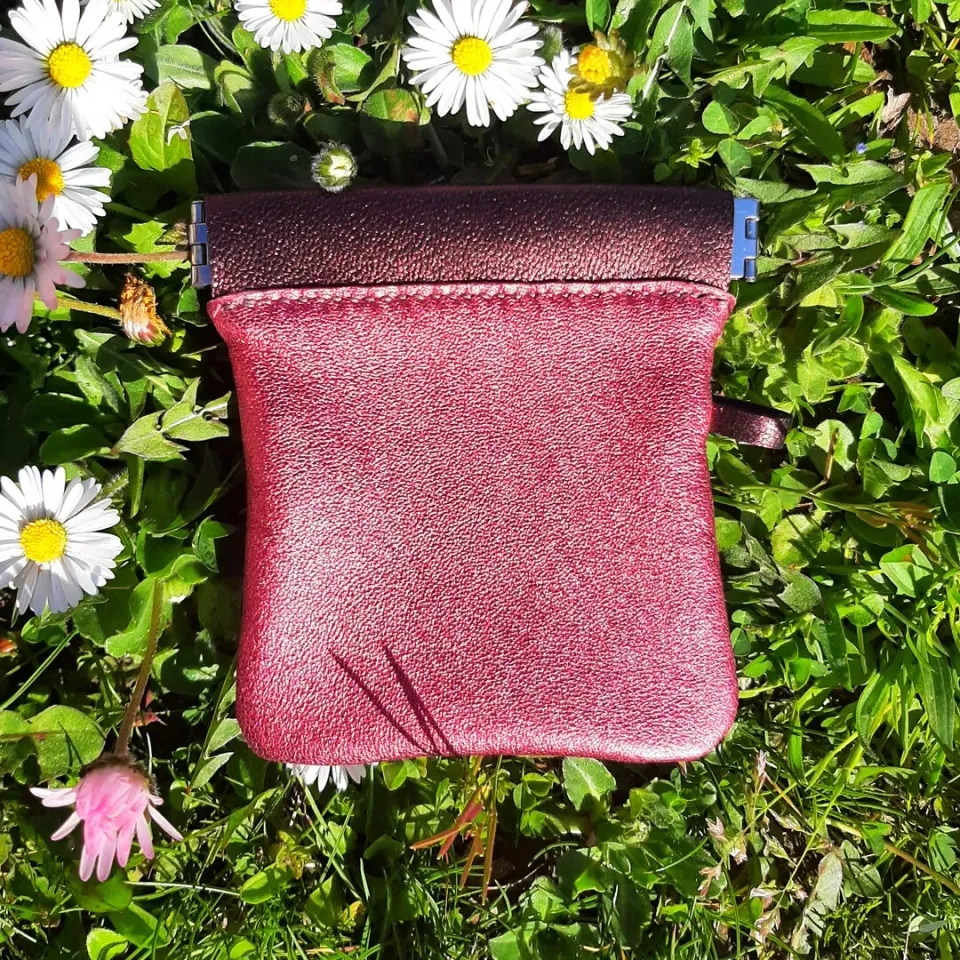 Atelier Anne R Clac Clac porte-monnaie cuir rose chocolat