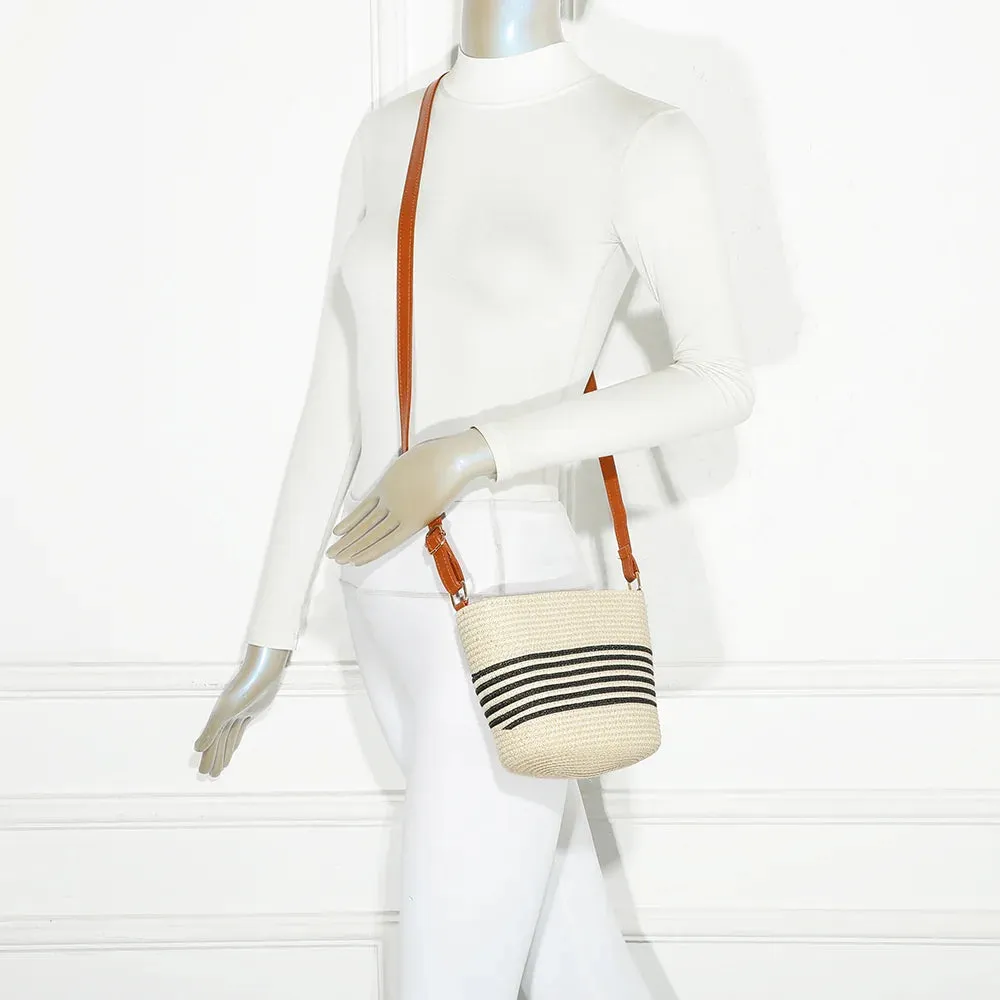 Gallantry Paris Solea bandoulière beige-noir paille