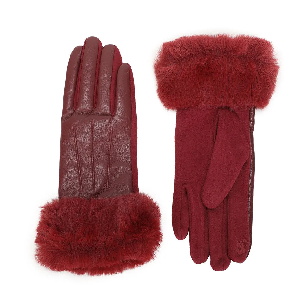 Gallantry Fleur d'Hiver gants tactiles noir fourrure