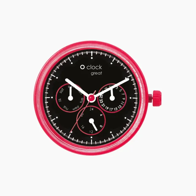 O bag O Clock Great mécanisme Racing rouge sur noir