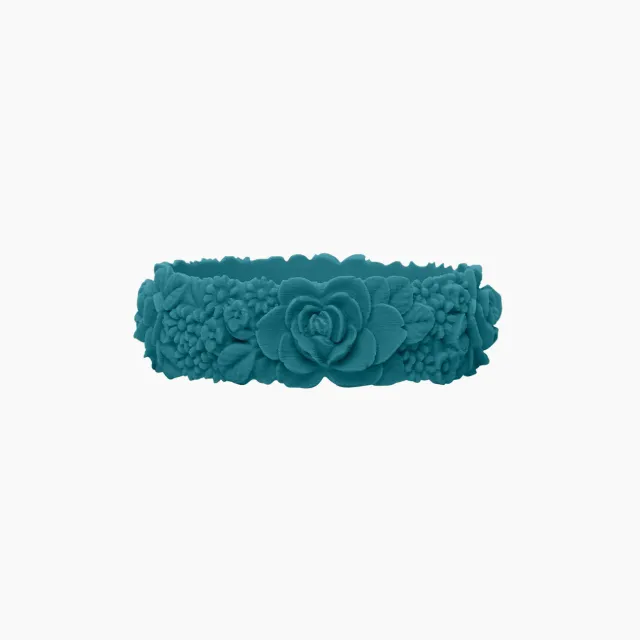 O bag Flower Big bracelet silicone bleu pétrole