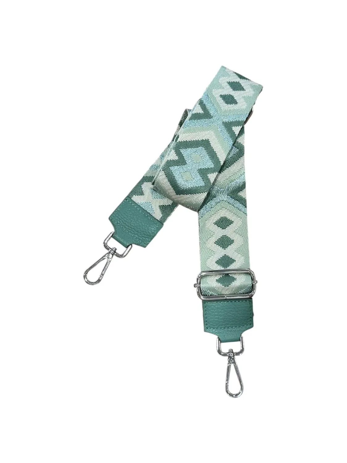 Hexagone Cuir Boem anse sac nylon aqua tressé 5 cm