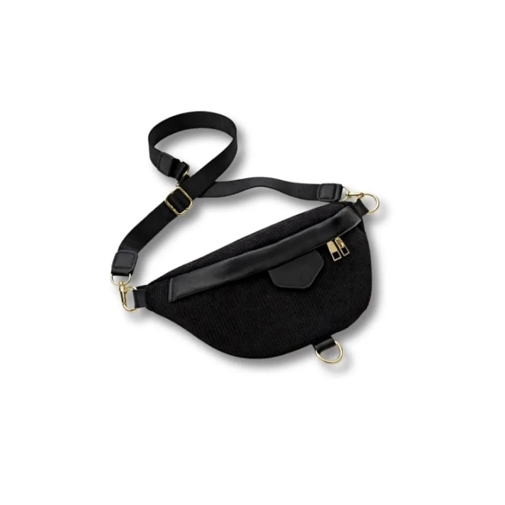 Maison Sacoches Noéa banane velours femme noir chic