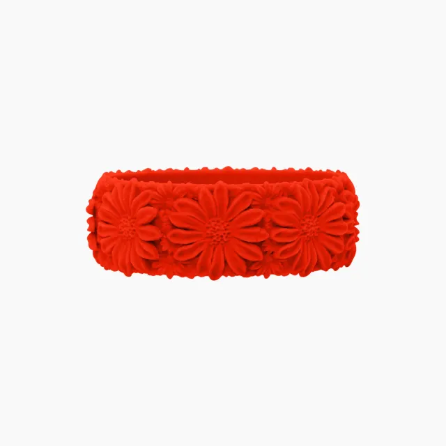 O bag Daisy Big bracelet silicone rouge fleur