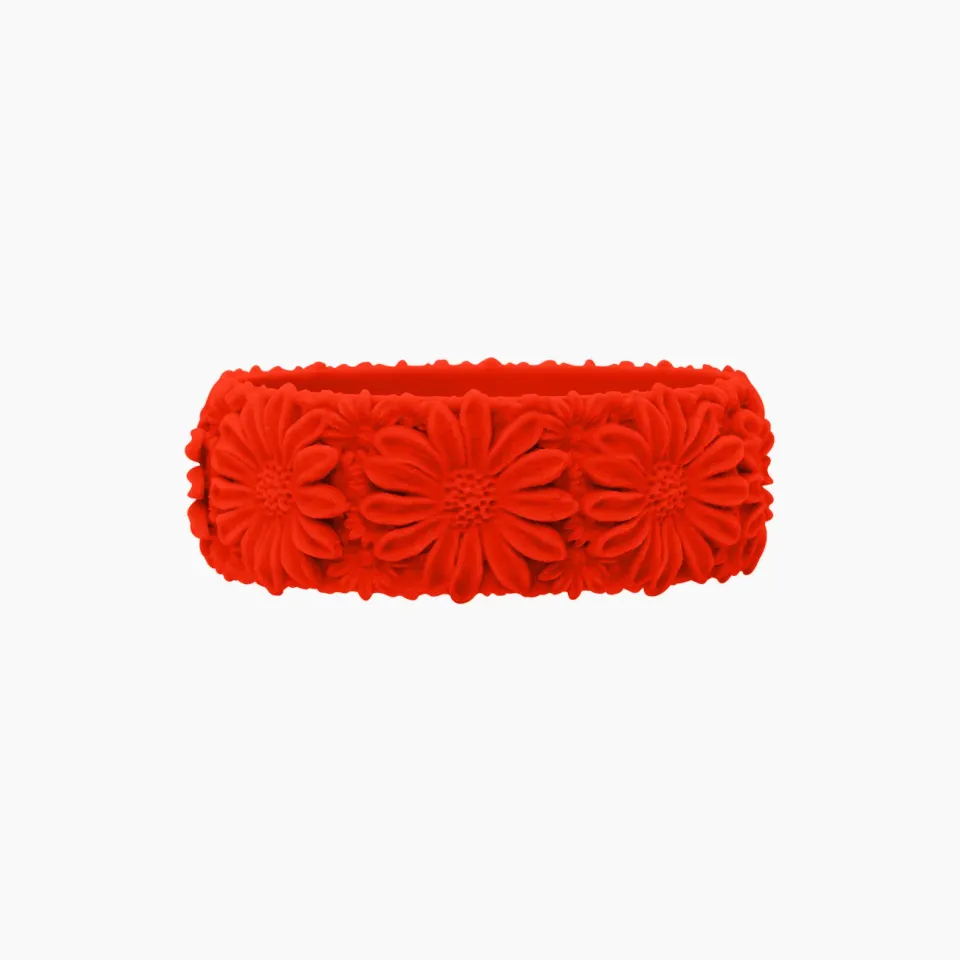 O bag Daisy Big bracelet silicone rouge fleur