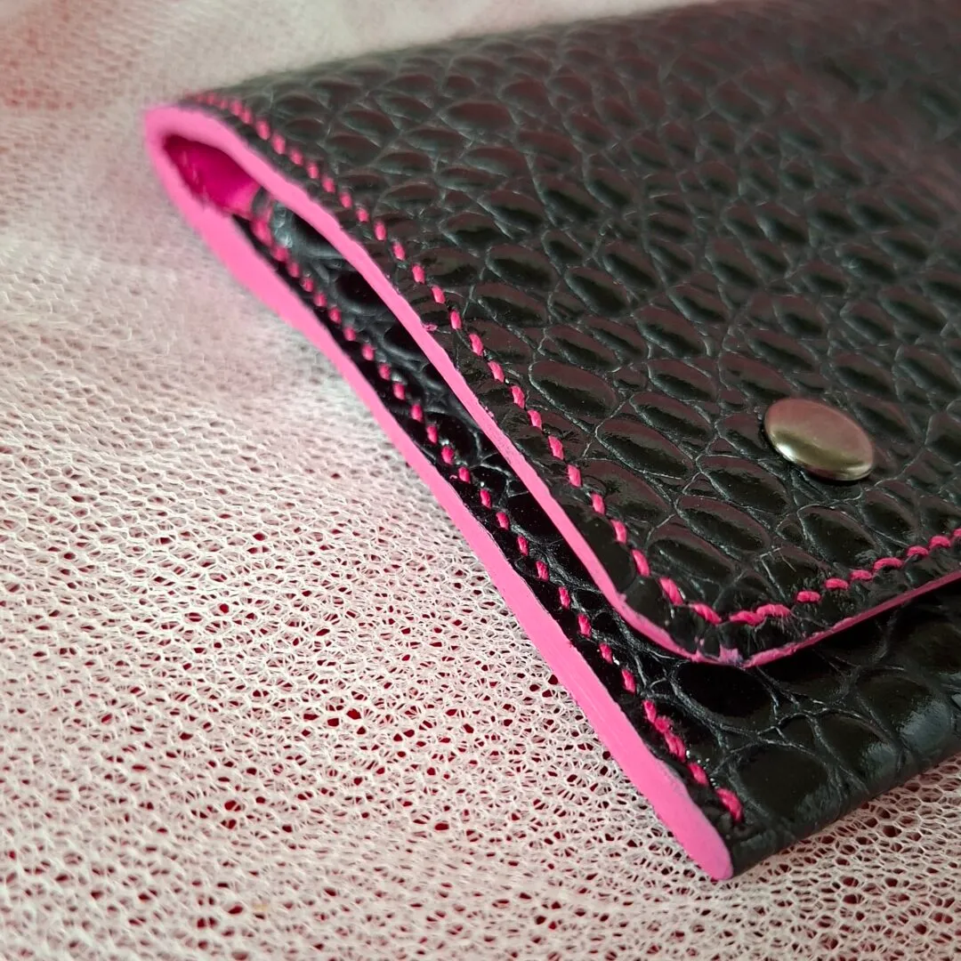 Atelier Anne R Compagnon portefeuille cuir noir vernis