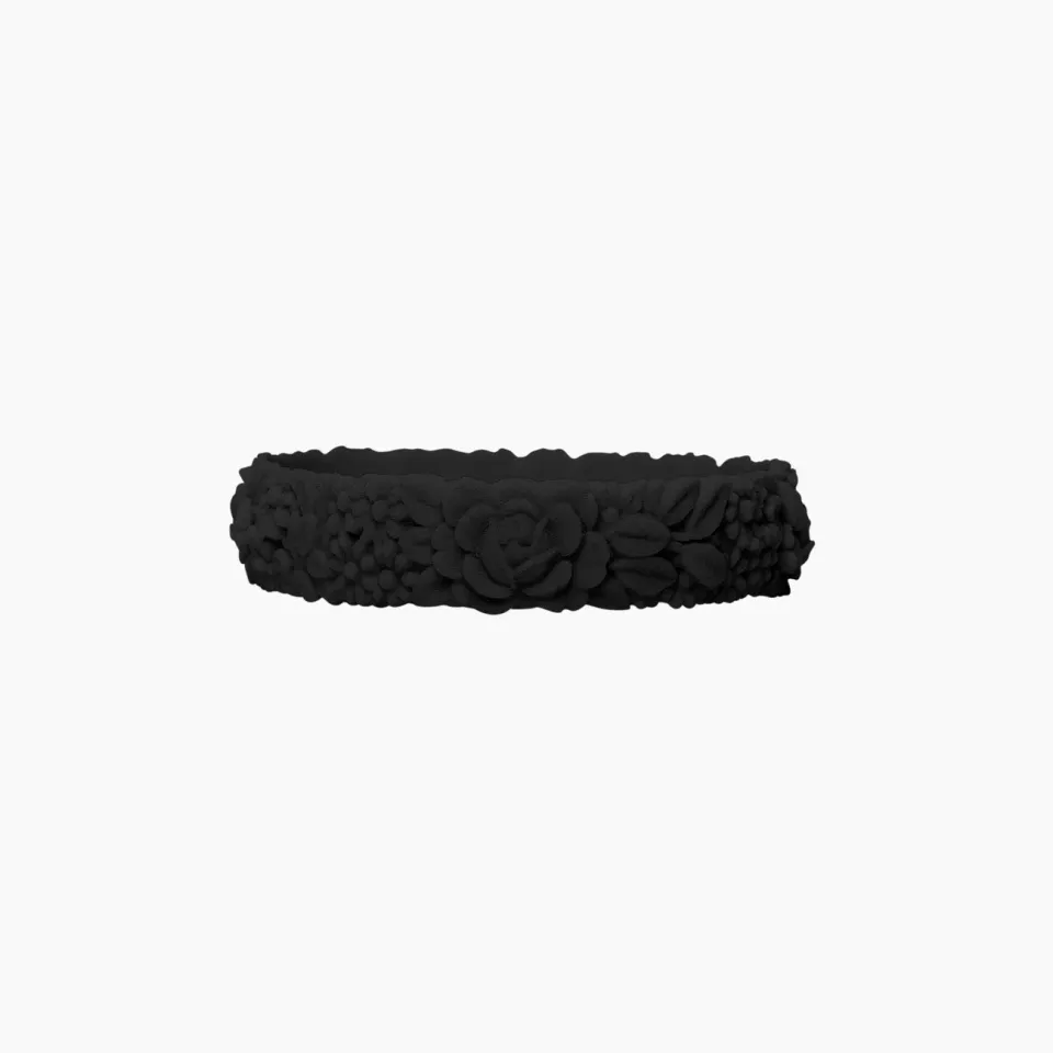 O bag Flower Slim bracelet noir silicone M