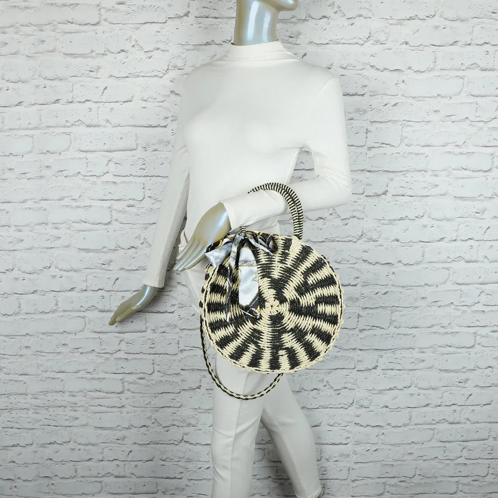 Gallantry Paris Zéphyr sac rond noir/beige tressé