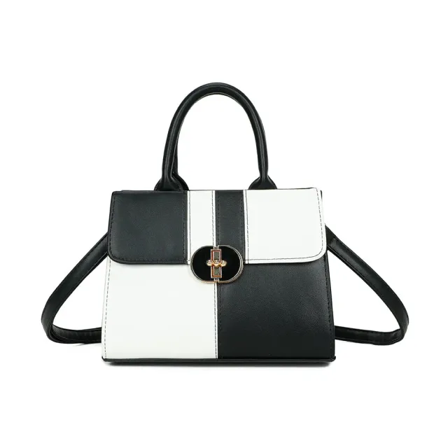 Gallantry Cléa Noir/Blanc sac à main bicolore fermoir doré